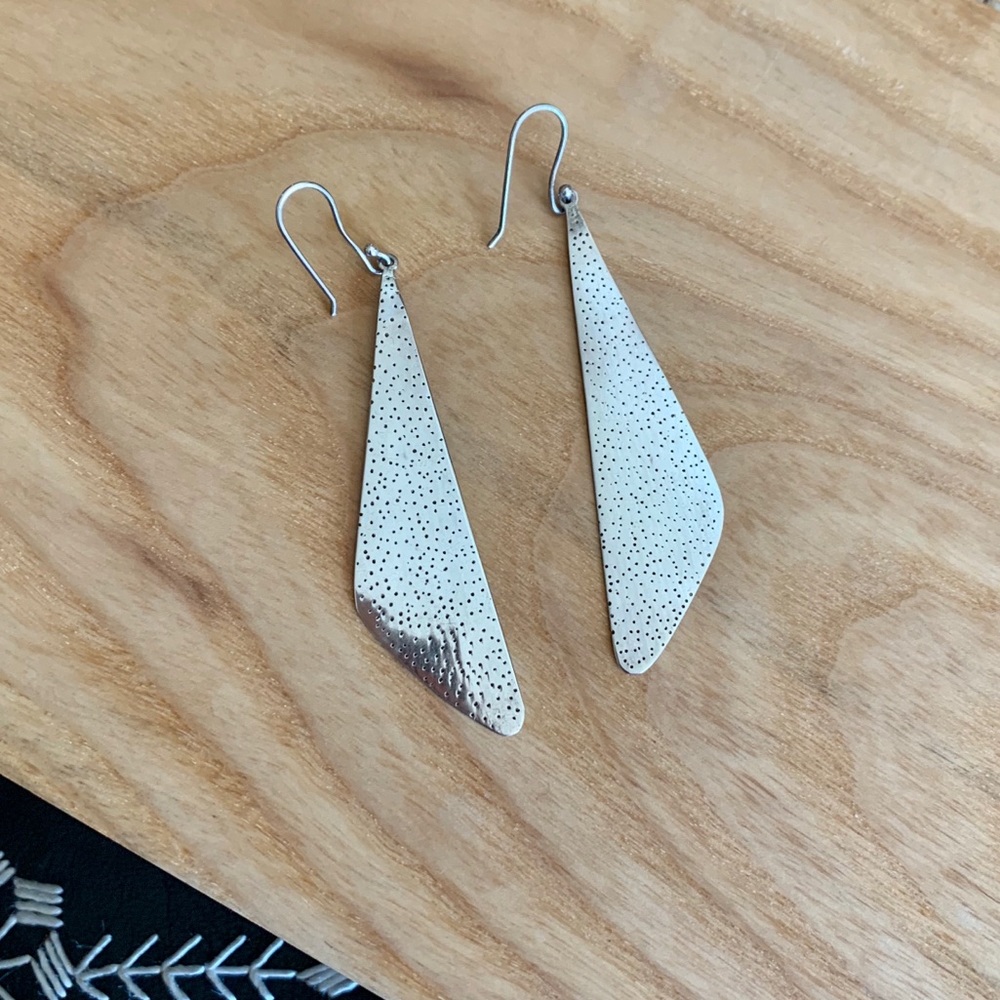 Hammered Silver Statement Earrings - image 2